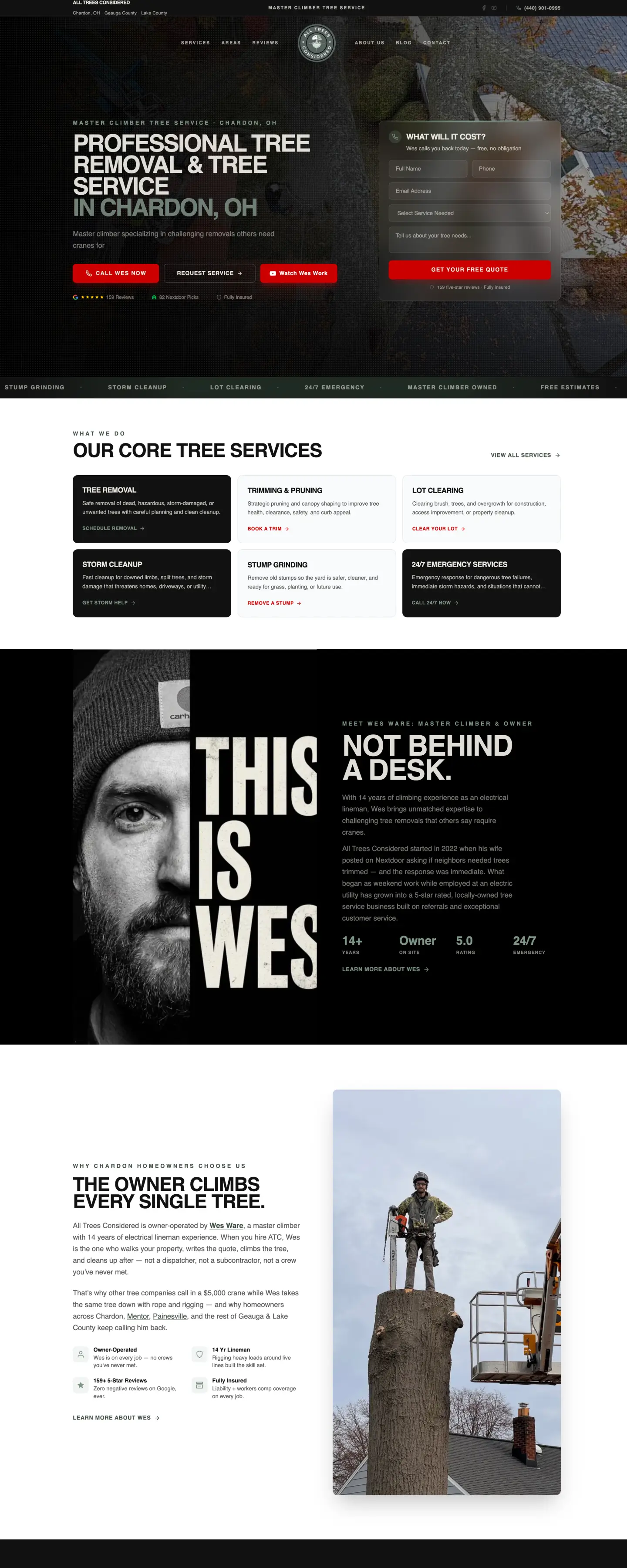 All Trees Considered website, built by Lockard Design Co.